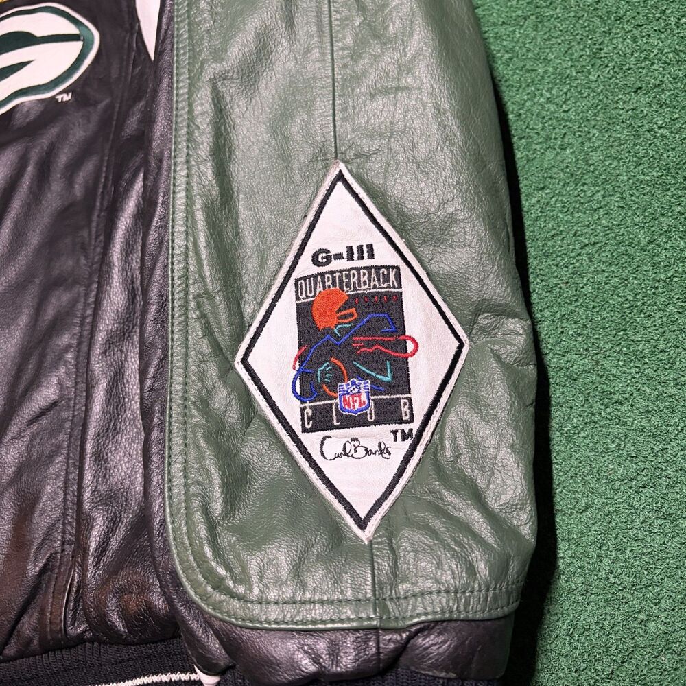 Vintage 90s G-III Carl Banks Green Bay Packers Leather Jacket Large NFL - Picture 3 of 8